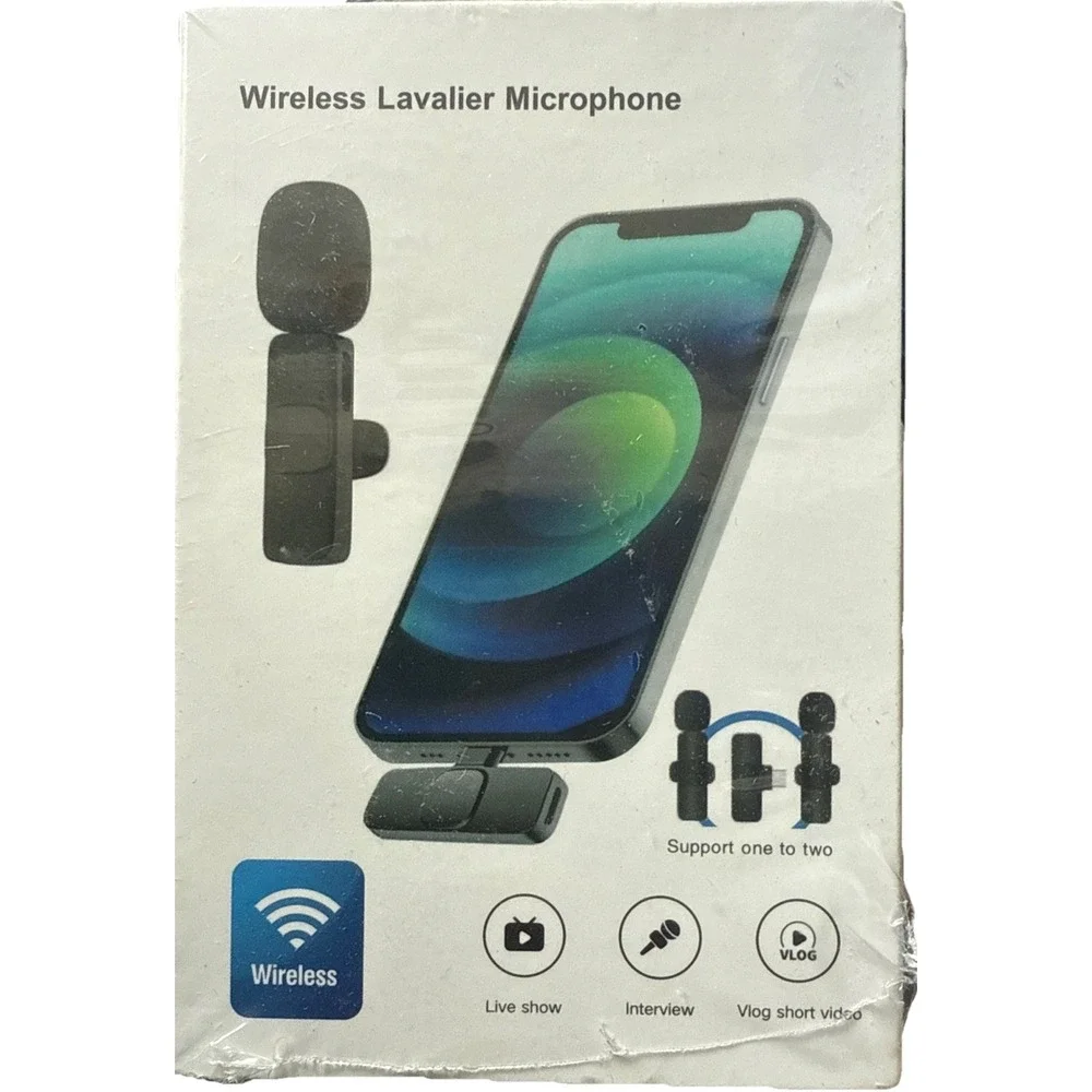 Lavalier Wireless Microphone Audio Video Recording Mini Mic For iPhone Android